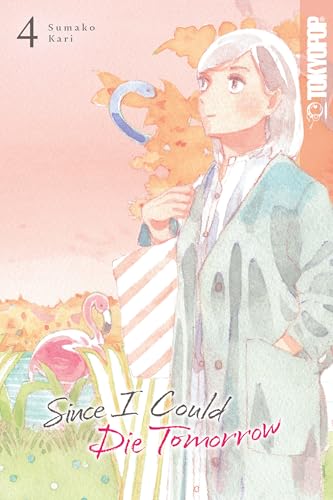 Manga volume 4 cover: girl with umbrella, pink flamingos, watercolor style.