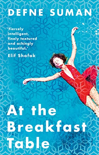 Book cover: woman in red dancing against a teal patterned background.