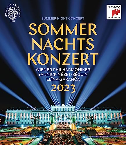 Blu-ray cover for the 2023 Summer Night Concert featuring the Vienna Philharmonic at Schönbrunn Palace.