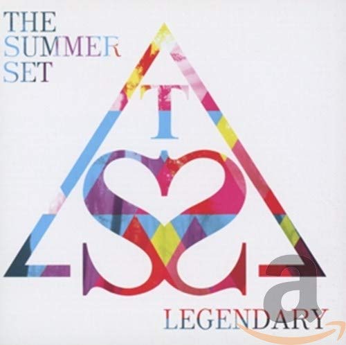 CD cover with colorful triangle and heart design, text “Summer Set Legendary”.