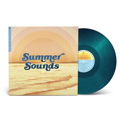 Summer Sounds" vinyl record with a beach and sunset cover art.