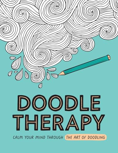 A teal book cover featuring black-and-white swirling doodles and a teal pencil.