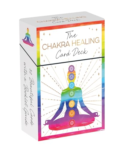 Boxed card deck with chakra symbols and a meditating figure.