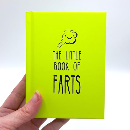 Bright yellow book titled "The Little Book of Farts" with a cartoon cloud.