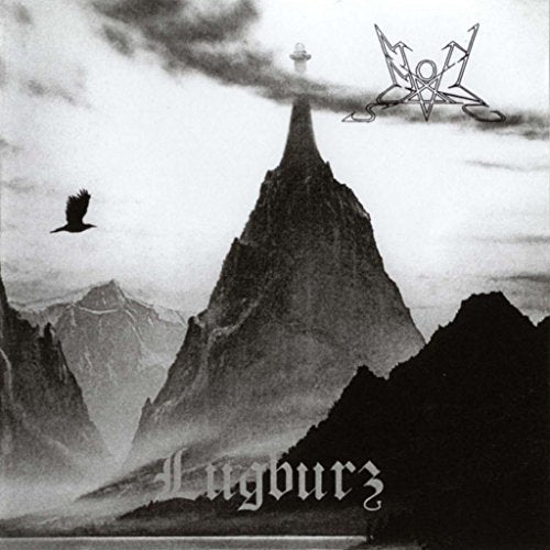 Black and white album cover with a mountain, bird, and ornate logo.
