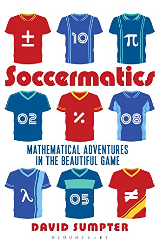 Book cover: "Soccermatics" with soccer jerseys displaying mathematical symbols.