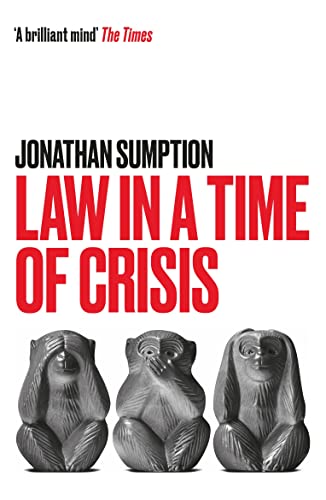 Book cover: "Law in a Time of Crisis" with three monkey statues.
