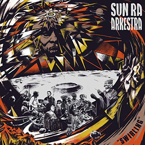 Album cover showing the Sun Ra Arkestra in a boat on a lunar surface.