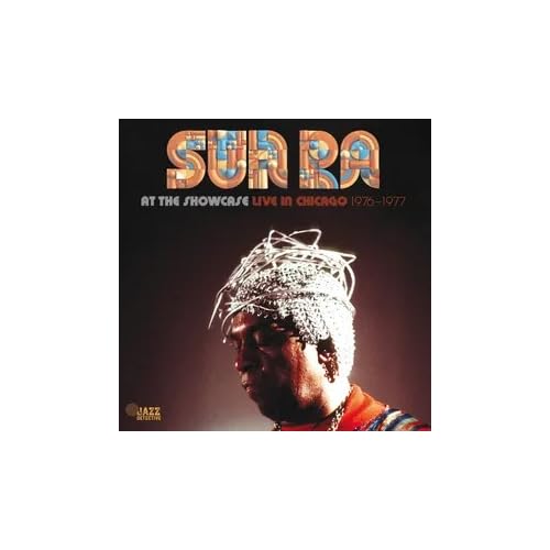 Sun Ra album cover featuring a portrait of the musician in a wire headpiece.