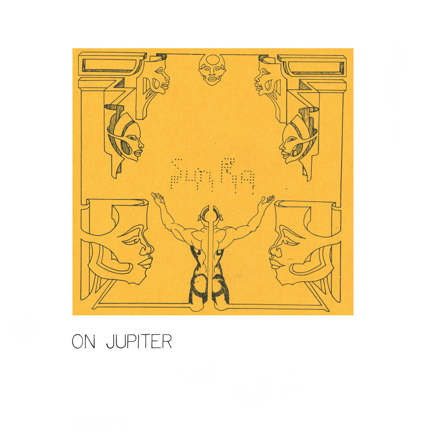 Sun Ra album cover: abstract figures in gold on a yellow background.