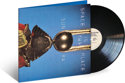 Vinyl record and cover with astronaut helmet and blue background, white text.