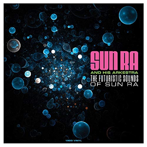 Sun Ra album cover with pink text and abstract blue bubble design.