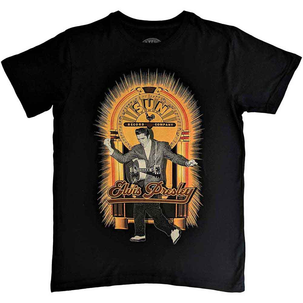 Black t-shirt featuring Elvis Presley dancing, Sun Records logo, size XX-Large.