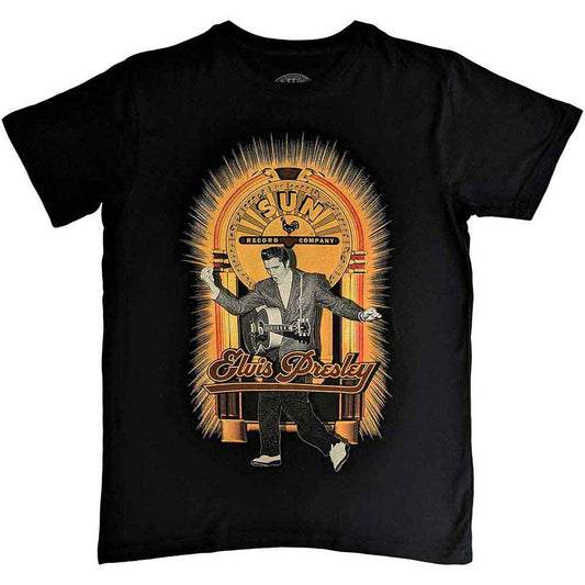 Black t-shirt featuring Elvis Presley dancing, Sun Records logo, size XX-Large.