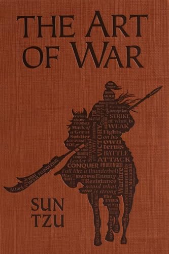 Red book cover for "The Art of War" featuring a warrior silhouette.