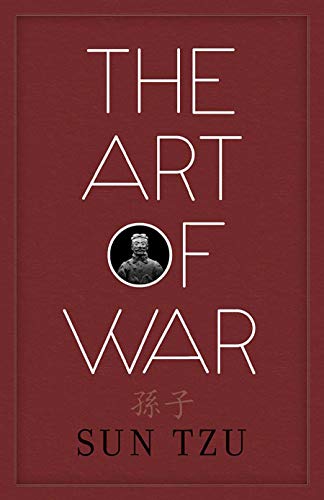 Book cover of The Art of War by Sun Tzu with a red background.