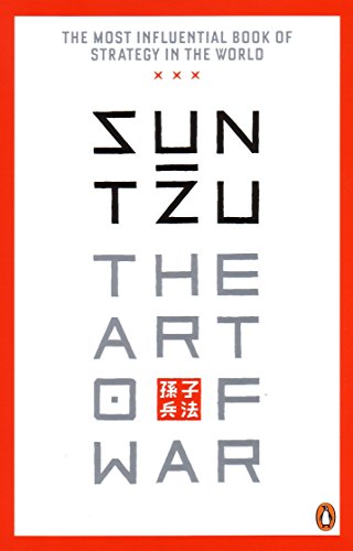 "Book cover with 'The Art of War' title, red border, and Penguin logo."