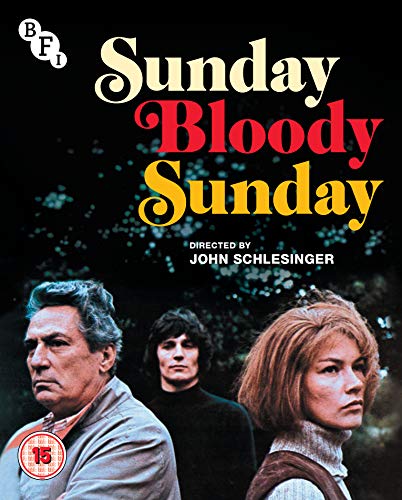 “Sunday Bloody Sunday” Blu-ray cover with three figures in the foreground.