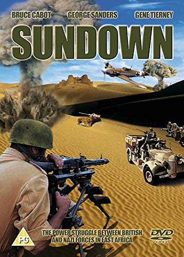 Sundown" DVD cover: desert warfare scene with soldiers, tanks, and planes.