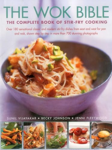 Cookbook cover featuring stir-fry noodles in a dark blue wok.