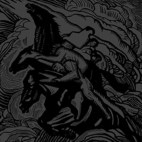 Black and white illustration of a large, monstrous figure in swirling clouds.