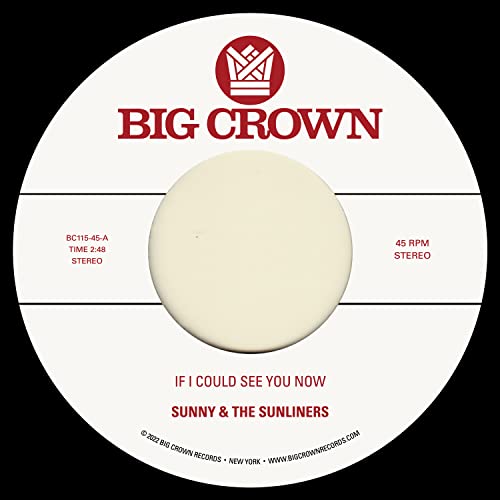 White and red 7-inch vinyl record label with "Sunny & The Sunliners" text.