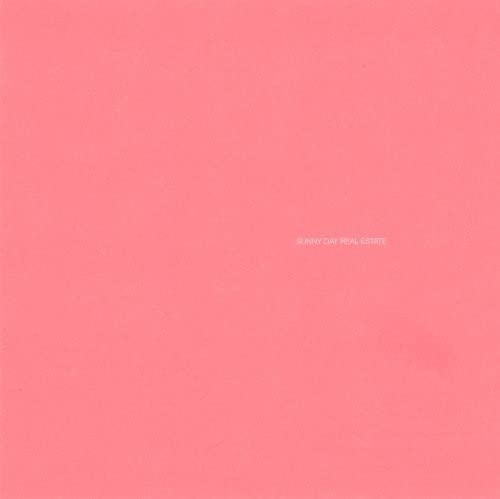 Solid pink CD cover with small white text: "Sunny Day Real Estate.