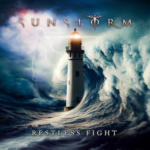 CD cover: lighthouse amidst stormy seas, with band name "Sunstorm" above.