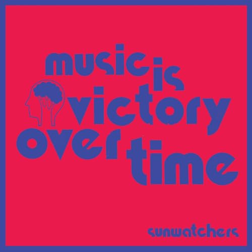 Red album cover with blue text and a head outline graphic.