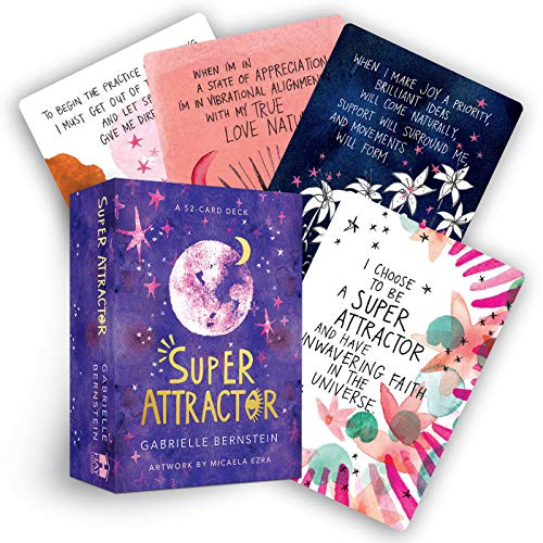 Colorful card deck titled "Super Attractor" by Gabrielle Bernstein.