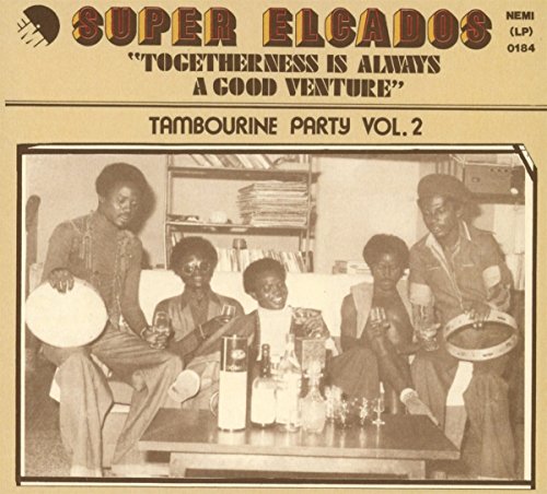 CD cover featuring a black and white photo of musicians with tambourines.