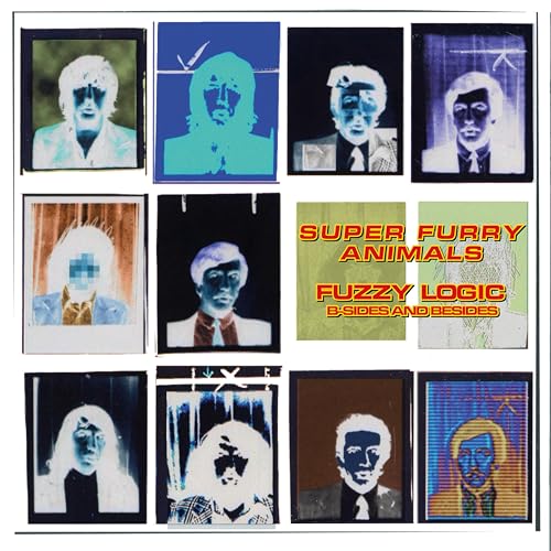 Album cover for Super Furry Animals’ “Fuzzy Logic,” featuring distorted portraits.