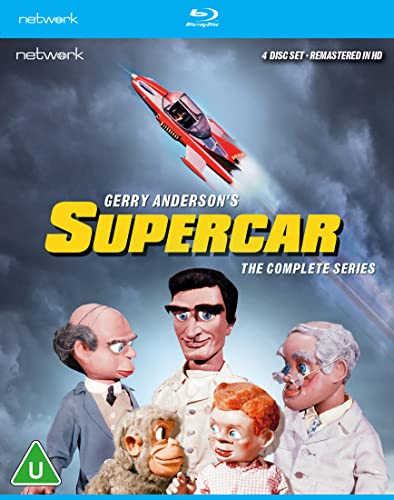Blu-ray cover for “Supercar” featuring a red vehicle and puppet characters.