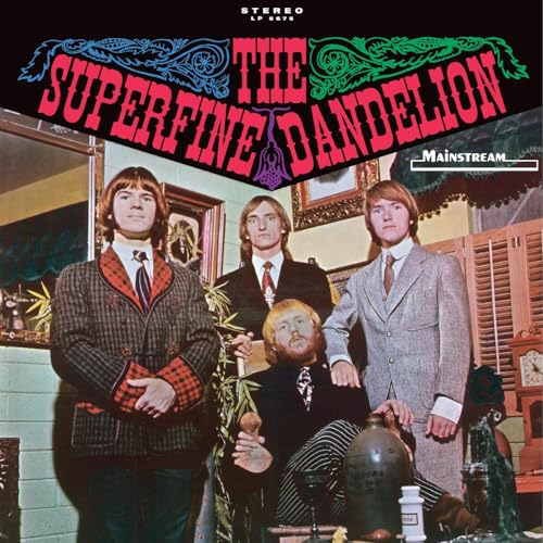 Four men in suits pose for a vintage album cover titled The Superfine Dandelion.