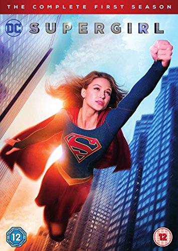 Supergirl flying towards the viewer, DVD cover for season one.
