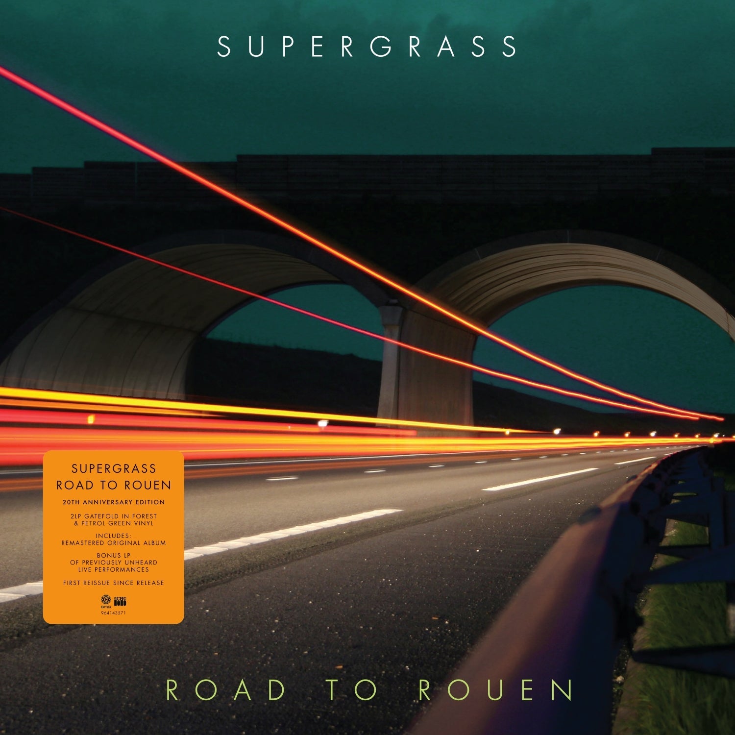 Supergrass Road to Rouen" vinyl album cover with a blurred highway image.