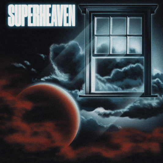 Album cover for Superheaven featuring a window, clouds, and a red orb.