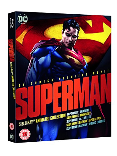 Superman Blu-ray box set cover featuring a muscular, determined Superman portrait.