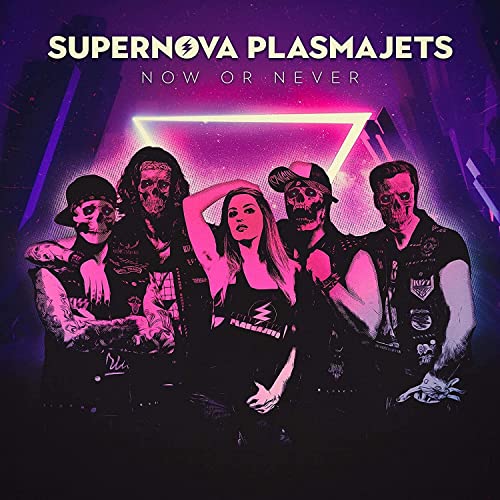 Album cover for Supernova Plasmajets “Now Or Never” featuring four figures.