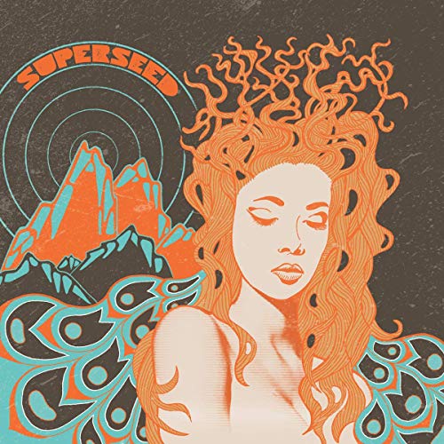 Album cover: woman with orange hair, mountains, and swirling designs.