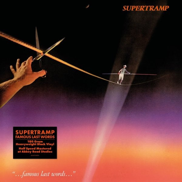 Supertramp album cover: hand cutting a tightrope walker’s line.