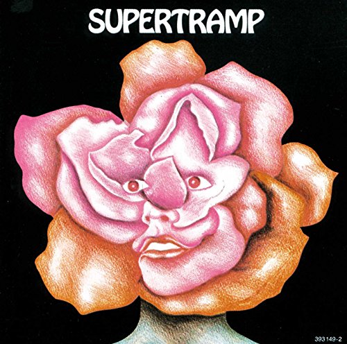 Supertramp album cover featuring a pink flower with a human face on black background.