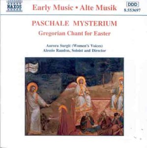 CD cover for 'Paschale Mysterium' featuring an image of religious figures in white robes.