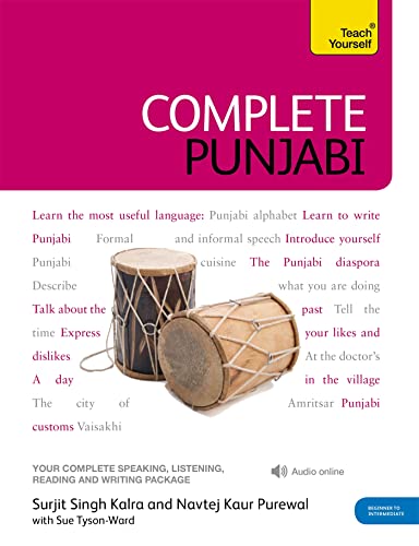 Book cover for Complete Punjabi featuring two dhol drums on a white background.