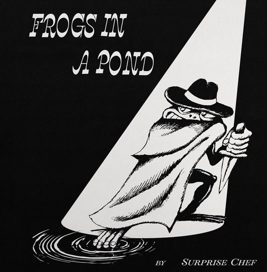 CD cover: cartoon chef with hat, standing in water, black and white.