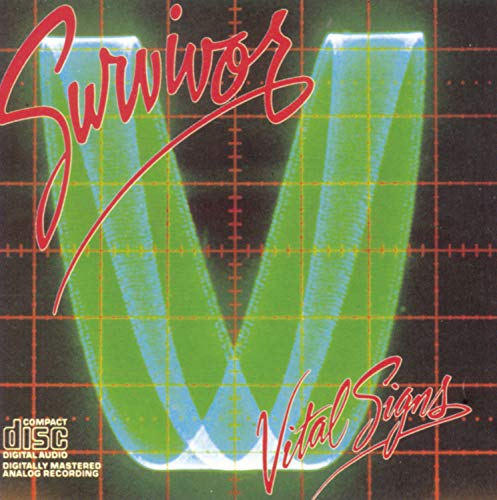 Survivor “Vital Signs” CD cover, featuring a large green letter V.