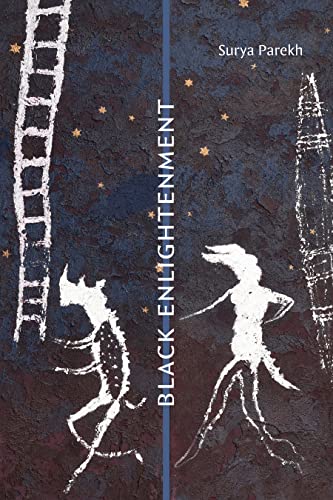 Book cover with abstract white figures on a dark, speckled background.