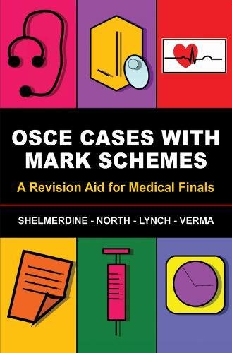 Medical revision book cover with stethoscope, syringe, and heart monitor graphics.