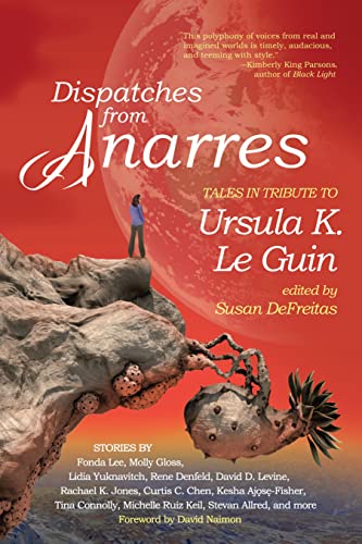Book cover: red sky, rocky cliffs, and a figure gazing at a planet.
