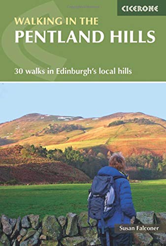 Book cover: hiker views Pentland Hills landscape, titled "Walking in the Pentland Hills".